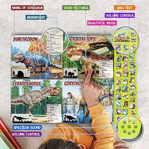 Диносаурус Книга За Деца 3-5 Диносаурус Зафатен Книга Со Звуци 30 Видови Имиња &засилувач; Реални Звуци Интерактивни Диносаурус