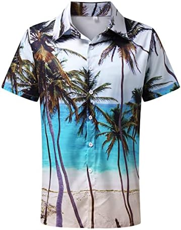 Машка плажа печати кубански џвајабера кошули краток ракав одговара на плажа јога кошули смешна облека за палмашада врвен одмор