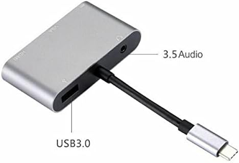 5 IN1 Центар за конвертор мултифункционален излезен порта Тип Ц до HDMI/VGA/USB 3.0/3.5mm Audio/USB-C PD PORT