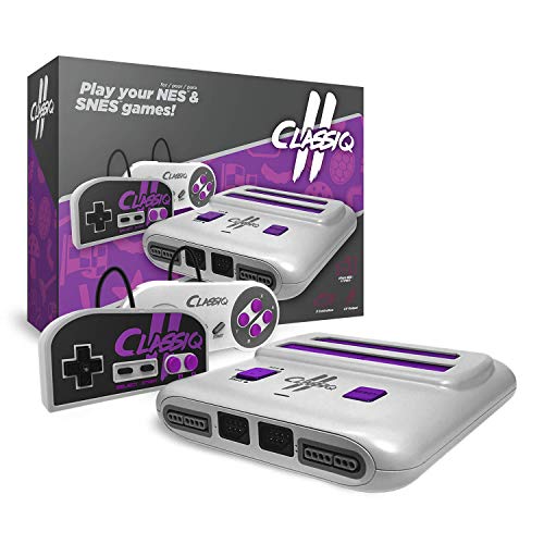 Стариот Скул Класик 2 АВ Верзија Близнак Видео Игра Систем, Сива/Виолетова Компатибилен СО SNES/NES Nintendo И Супер Нинтендо Касети