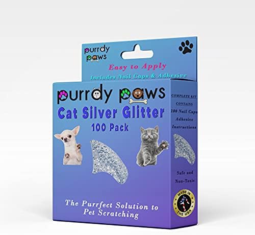 Пурди Шепи 100 Спакувајте Меки Капачиња За Нокти За Канџи За Мачки Сребрен Сјај Медиум
