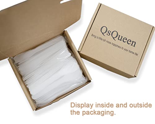 QsQueen 100 ПАРЧИЊА Козметичка Шпатула Во Бела Боја За Шминка Маска За Лице Пластична Лажица Алатки За Шминка За Еднократна