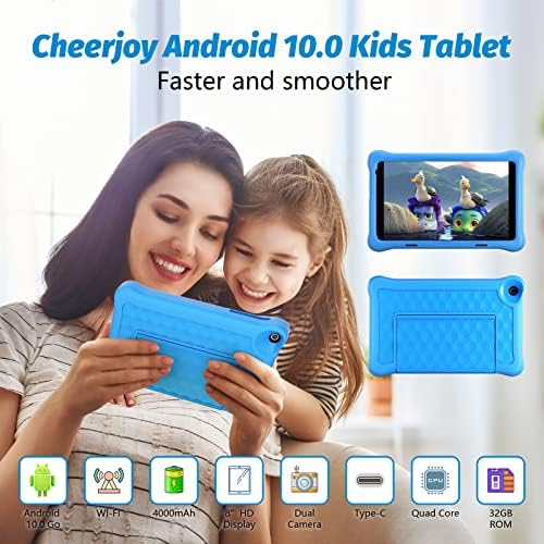 Чирџој Детска Таблета 8 инчен Таблет за Деца 4000mAh 2GB+32GB HD 1280 * 800 Учење Детски Таблети Со WiFi, Bluetooth, Двојна Камера,