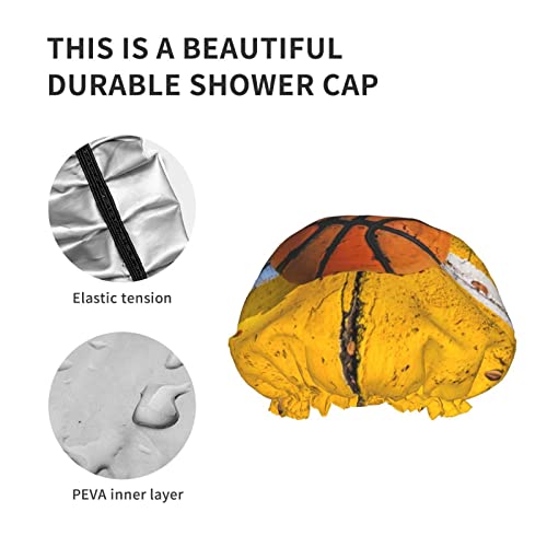 Womenените што можат да се користат за истегнување на полите, кошарка на жолт двојни слоеви водоотпорна капа за бања за туширање
