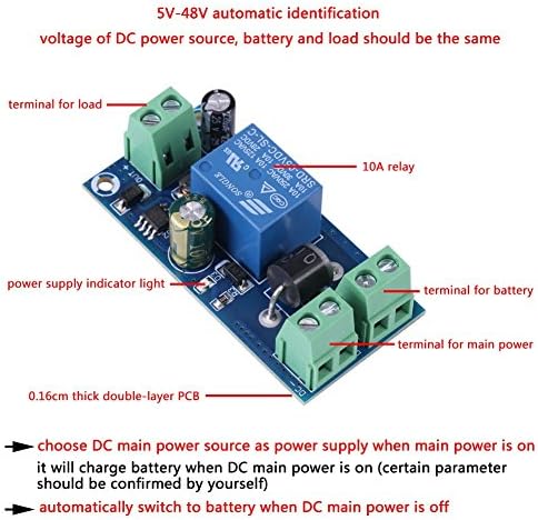 5В~48В Моќ Контролер 10а Еднонасочна Струја/Батерија Автоматски Прекинувач Модул За Итни Случаи Контролер
