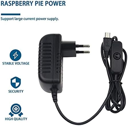 Конектори 5V 3A Полнач за напојување AC адаптер микро USB кабел со прекинувач за вклучување/исклучување на електрична енергија за Raspberry