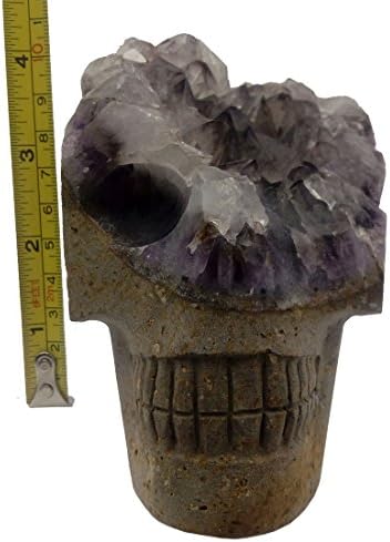 Мозоао природен аметист кластер кварц череп кристален скелет реален резба заздравување на реики духовно духовно