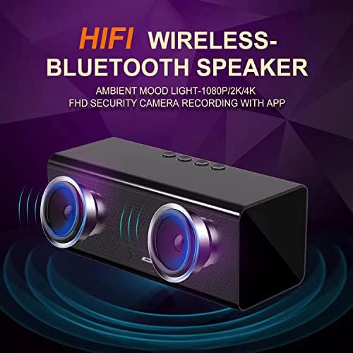 WiFi-Скриена-Шпионска Камера, Будилник Со Bluetooth Звучник - Амбиентално Расположение Светло-Целосна HD Дадилка Камера Со Ноќно Гледање