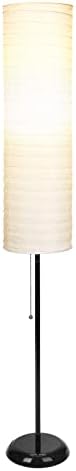 Стоечка ламба за подот за дневна соба - модерна стоечка ламба за спална соба 55 инчи висока ламба со бела хартиена сенка, современ украс за
