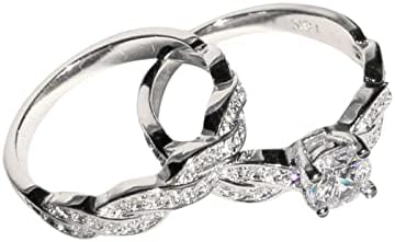 2023 година Нова женска сребрена цирконија тркалезна сеча солитер ангажман прстен ветување прстен венчален бенд симулиран дијамант