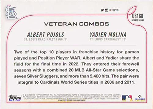 Многу 2 картички - 2022 Ажурирање на Топс US168 Yadier Molina/Albert Pujols NM -MT Сент Луис кардиналс Бејзбол