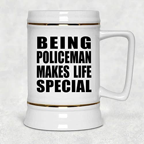 Дизајнирајте Да Бидете Полицаец Го Прави Животот Посебен, 22оз Пиво Штајн Керамички Танкард Кригла Со Рачка За Замрзнувач, Подароци