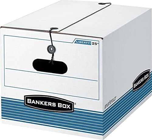 Банкарс кутија 0002501 кутија за складирање на датотеки, правно/писмо, затворање на вратоврска, бело/сино, 4/картон