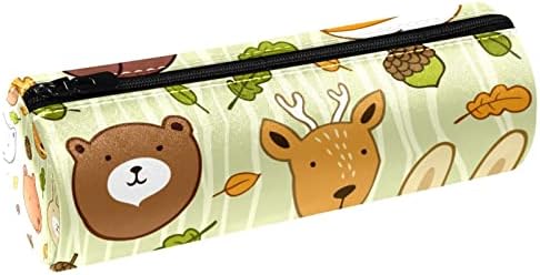 Кутија за моливи на геерот, торбичка за моливи, торба со моливи, естетска торбичка за молив, животни зајаци елени мечки лисја