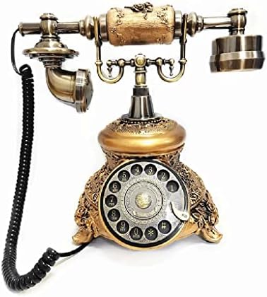 N/A Антички златен кабел Телефонски ретро гроздобер ротационо биро телефон Телефонски телефон со ревид, без раце, декорација на домашни канцеларии