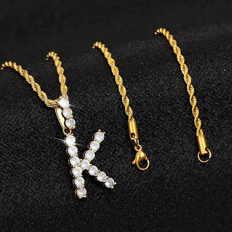 T3STORE A-Z Почетна букви ѓердани моден циркон за жени златен ланец на буква Азбучен ѓердан накит-7