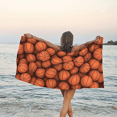 Зераоке Кошарка портокалова микрофибер плажа крпа за возрасни 31,5х63 инчи, преголеми крпи за плажа за патувања со торбичка, брзо суво базени крпи за јога за патувања,