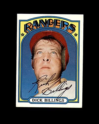 Дик Билингс рака потпишан во 1972 година Топс Тексас Ренџерс Автограм