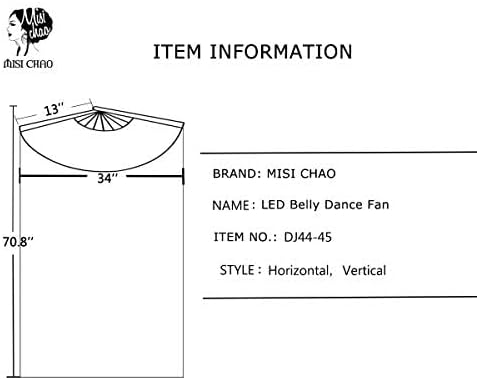 Misi Chao Bedly Dance LED Fan Veil - 1,8 долги бамбус навивачи превез на рака направена фан на свила за танц/отворено