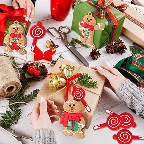 24 парчиња ѓумбир човек Божиќ украси Божиќни украси Поставете бонбони трска Божиќ украс од ѓумбир човек што виси украси за Божиќно