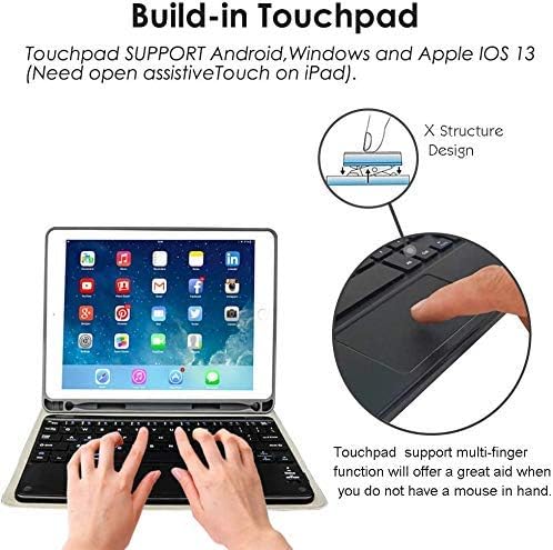 Случаи за тастатура со мермер допир за iPad Pro 12.9 2020, Bucklits Bluetooth тастатура со тастатури на клучни тастатури со паметни капаци