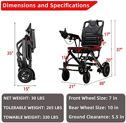 Сила де Руедас пара возрасни, ултра лесна инвалидска количка за мобилност, електрични инвалидски колички за возрасни 13,8 кг