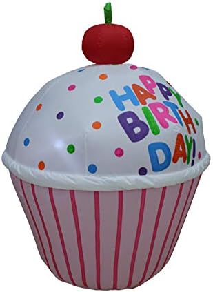 Пакет за украси на две роденденски забави, вклучува високи 6 нозе среќни роденденски торта надувување со свеќи, и 4 нозе симпатична