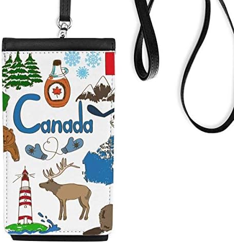 Канада пејзажи животни Национален знаме телефонски паричник чанта што виси мобилна торбичка црн џеб