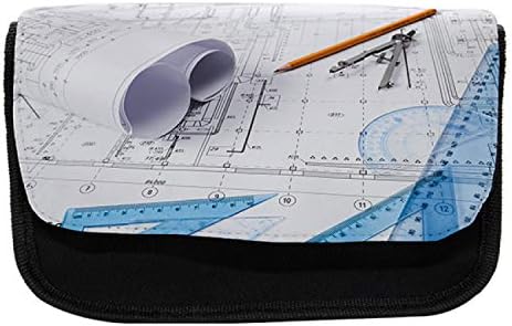 Случајно инженерско молив, алатки за архитектонски теми, торба со молив со ткаенини со двоен патент, 8,5 x 5,5, повеќебојни