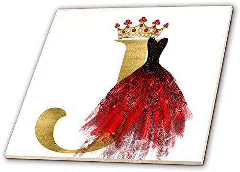 3дроза Црвена Наметка Слика На Накит Круна Слика На Златен Монограм Ј-Плочки