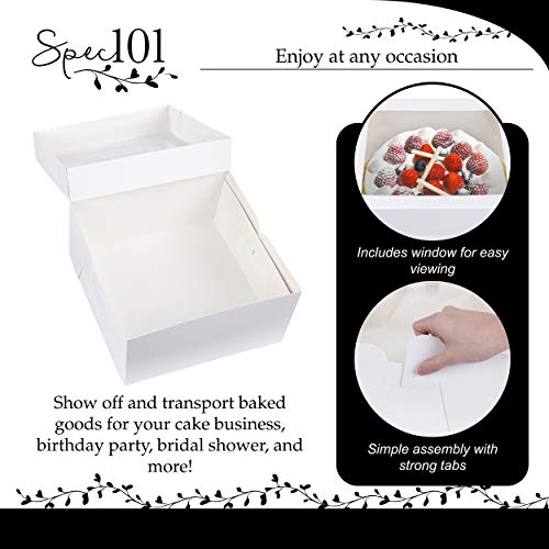 Специјална | Кутии за торта со прозорец 25pk 12x12x6 инчи бели кутии за пекари, контејнери за торта за еднократна употреба, кутии за десерт