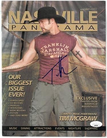 Тим Мекгроу потпиша јуни 2001 Нешвил Панорама Списание - LL60502-JSA Сертифициран-Музички Списанија