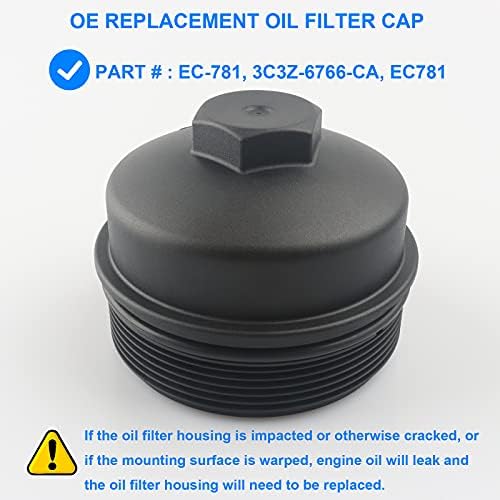 Капа на филтер за нафта, заменете го EC-781, 3C3Z-6766-CA, EC781, 3C3Z6766CA, EC 781 компатибилен со Ford 6.0 6.4 Powerstroke-2003-2010