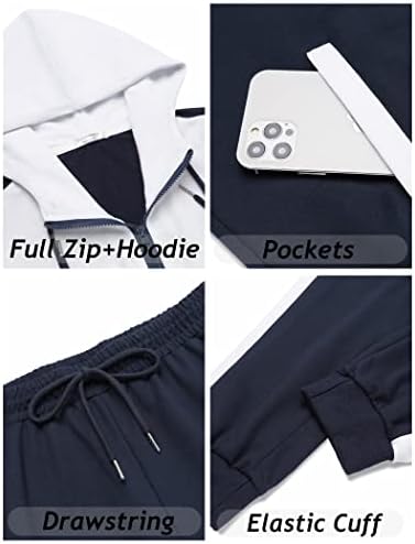 Coofandy Men's Casual Tracksuit Set 2 Piect Облека со долги ракави целосни патенти со патенти со џебови со џебови