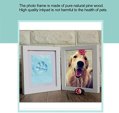 Tnfeeon Dog Paw Print Photo Frage, Cat Dog DIY Footprint Pet Pet Photo Fraph Photo Frame Photo и комплет за отпечатоци од глинен