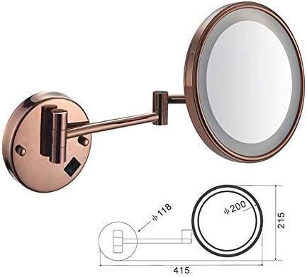 ДЕИХЖЕ Бања Бричење Огледало Ѕид Монтирани 8 Инчен USB Полнење Шминка Огледало 3X Зголемување Една Страна Круг Суета Огледало