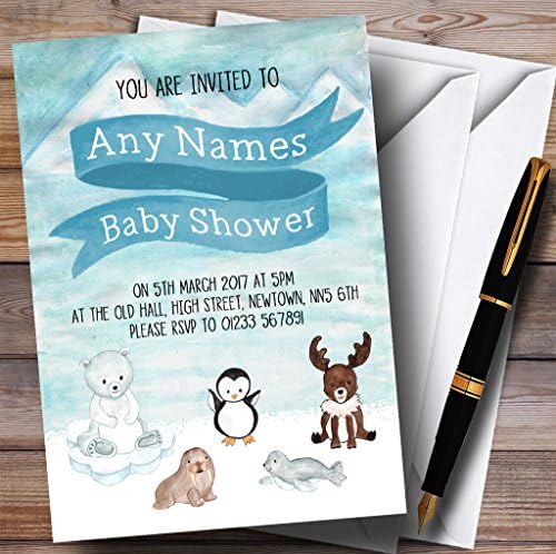 Картичката Зоолошката Градина Поларниот Мраз Животни Покани Бебе Туш Покани