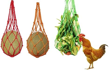 6 парчиња пилешко бавно фидер за зеленчук со жица, третирајте ја играчката за хранење за кокошки патки од гуска, кокошка од диња, лулка мрежа,