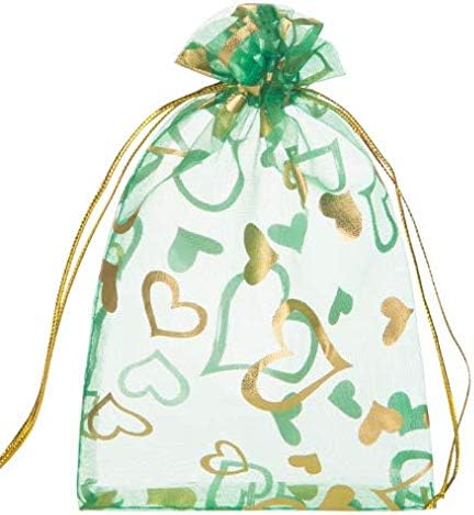 Лансве 100 Пакет Проѕирни Торби За Врвки Од Органза Срце Торбички За Накит Со Цветен Принт Торбички За Подароци За Бонбони Свадбена