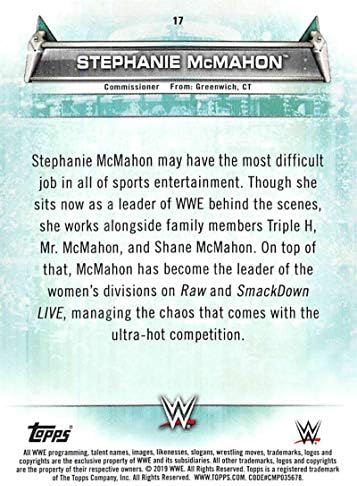 2019 Topps WWE Women'sенски дивизија 17 Стефани Мекмахон Трговска картичка за борење во борење