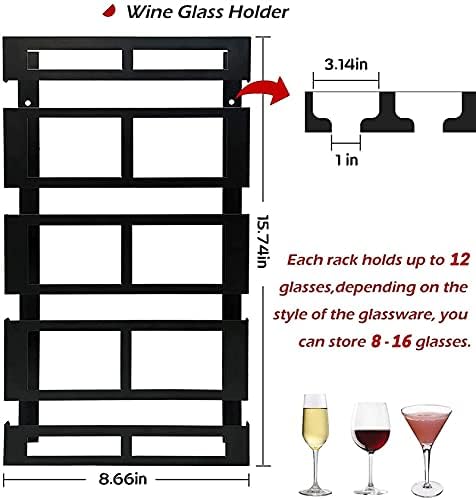 ДВТЕЛ домаќинството вино стаклена решетка, рак за чаши за вино, решетка за вино за вино, решетка за вино за висина 2 пакувања