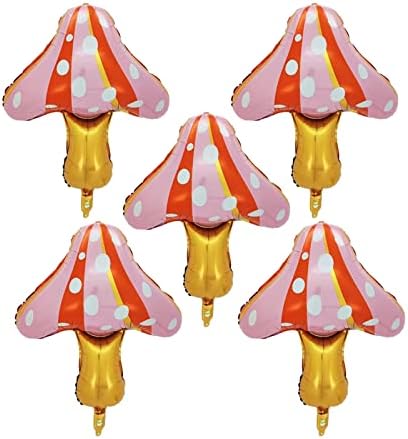 5 Парчиња Големи Балони Од Фолија Од Печурки Миларни Балони во Облик На Печурка За Роденден Туш За Бебиња Свадба Земја На Чудата