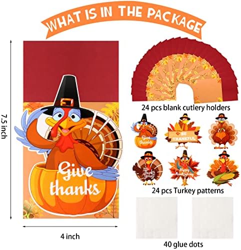 24 Парчиња Денот На Благодарноста Прибор За Јадење Во Собата Турција Прибор За Јадење Сребрени Садови Држач Хартија Џеб Благодарност