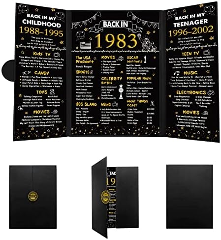 Дарунакси Црно Злато Декорации на 40 годишнината од роденденот Уште Во 1983 Година Постер Знак 40 Роденденска Книга За Гости За Мажи Жени Вртење
