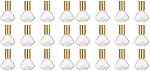 Стаклени контејнери 24 парчиња шишиња со капаци на капаци на капаци златни топки примерок козметика на контејнер, парфем стакло од не'рѓосувачки