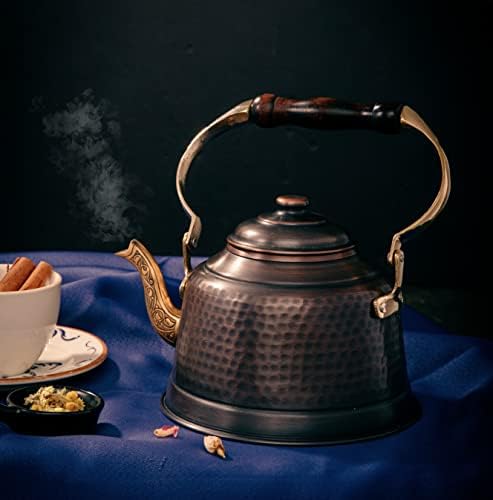 Demmex тежок мерач дебел 1мм дебел зачукуван бакарен чај сад котел со шпорет чајник