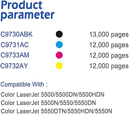 Компатибилен отпечаток Компатибилен 645А Касети за тонер Заменска замена за ласерски во боја 5500, 5500N, 5500DN, 5500DTN