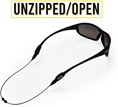 CABLZ ZIPZ Прилагодлив држач за очила | Лесен, низок профил, лента за држачи за задржување на очила надвор од вратот | Црн не'рѓосувачки