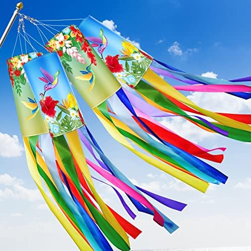 Newwiee 4 парчиња 40 инчи близнаци за колибри, декоративни пролетни ветерни чорапи Виножито отворено декор, знаме на ветровик, виси