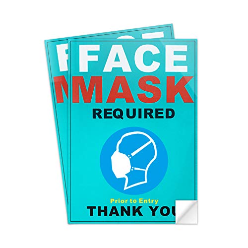 Декларална маска потребна налепница пластична безбедност Декала 10 × 7 инчи 2 пакувања во затворен простор за јавни деловни продавници